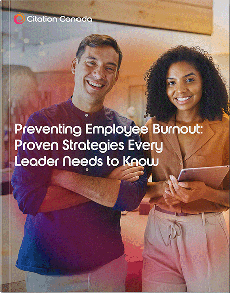 The cover page to Citation Canada's guide to Preventing Employee Burnout